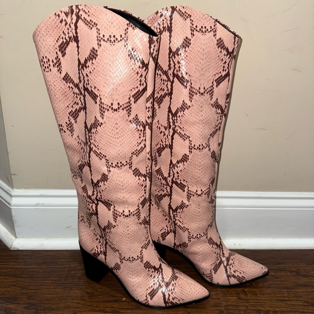 Schutz Snake Print Cowboy Boots Size 8